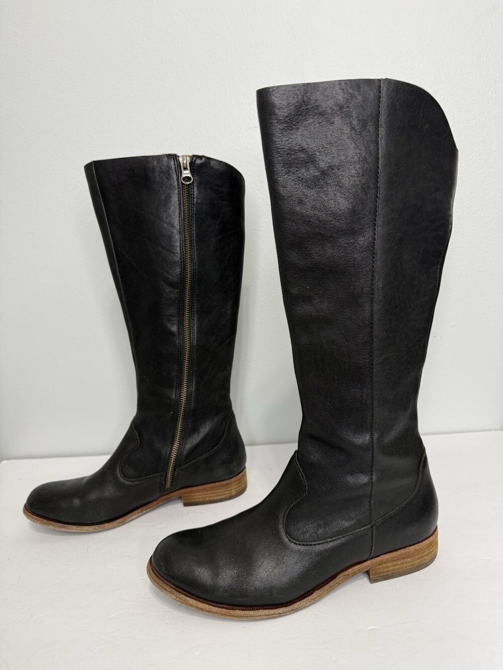 Kork Ease Sydney Womens Tall Riding Boots Size 7.5 Black Leather Knee High